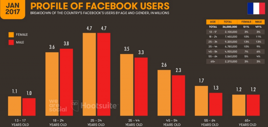 démographie des utilisteurs de facebook en France