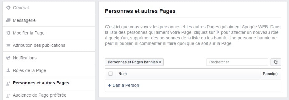 Bannir un utilisateur de votre page facebook professionnelle