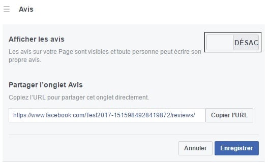 Désactiver les avis de votre page facebook professionnelle