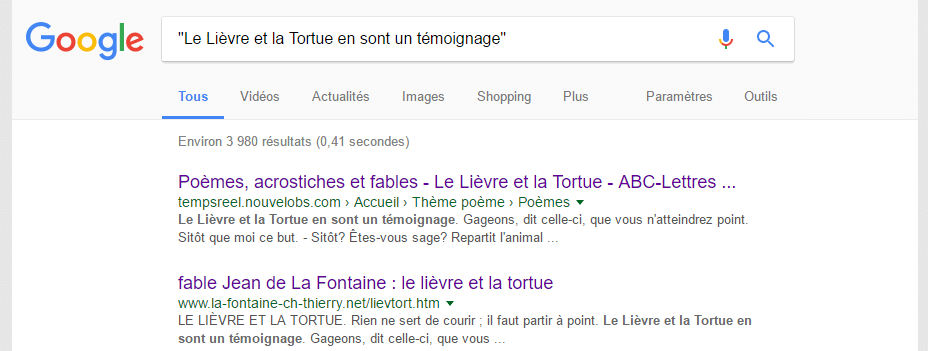 expression exacte recherche google