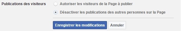 Réglage de la partie publications des visiteurs sur la page facebook professionnelle option 2