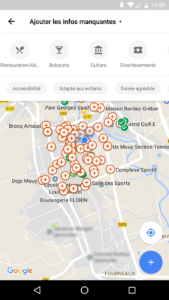 capture d'écran Google Maps entreprise manquant de visibilité