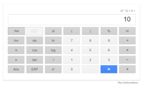 le moteur de recherche google effectuer des clacul mathématique simple et complexe