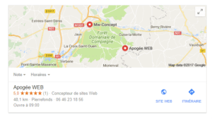 le moteur de réponse effectue des recherche de proximité Compiègne ou Pierrefonds web master apogée web