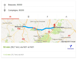 déterminer le temps de parcours entre deux villes