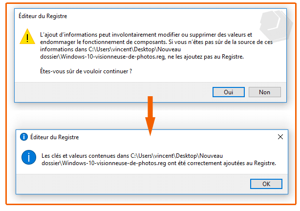 edition par modification de la base de registre