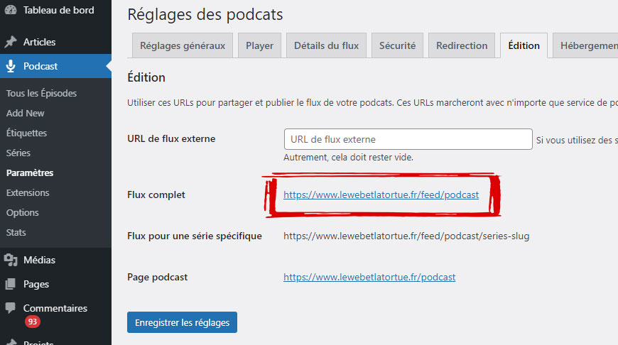 Obtenir le lien du flux RSS de vos podcasts